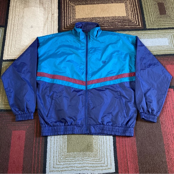 jcpenney Other - Vintage USA Olympics Color Block Nylon Windbreaker Jacket Full Zip Sz L
